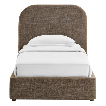 Keynote Twin Fabric Upholstered Storage Platform Bed Frame - Mocha