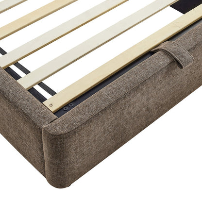 Keynote Twin Fabric Upholstered Storage Platform Bed Frame - Mocha