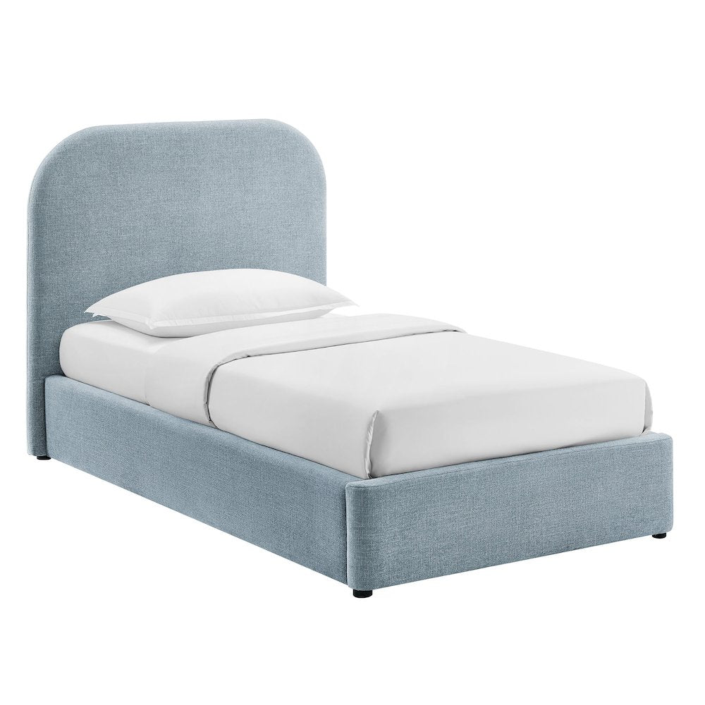 Keynote Twin Fabric Upholstered Storage Platform Bed Frame - Sky