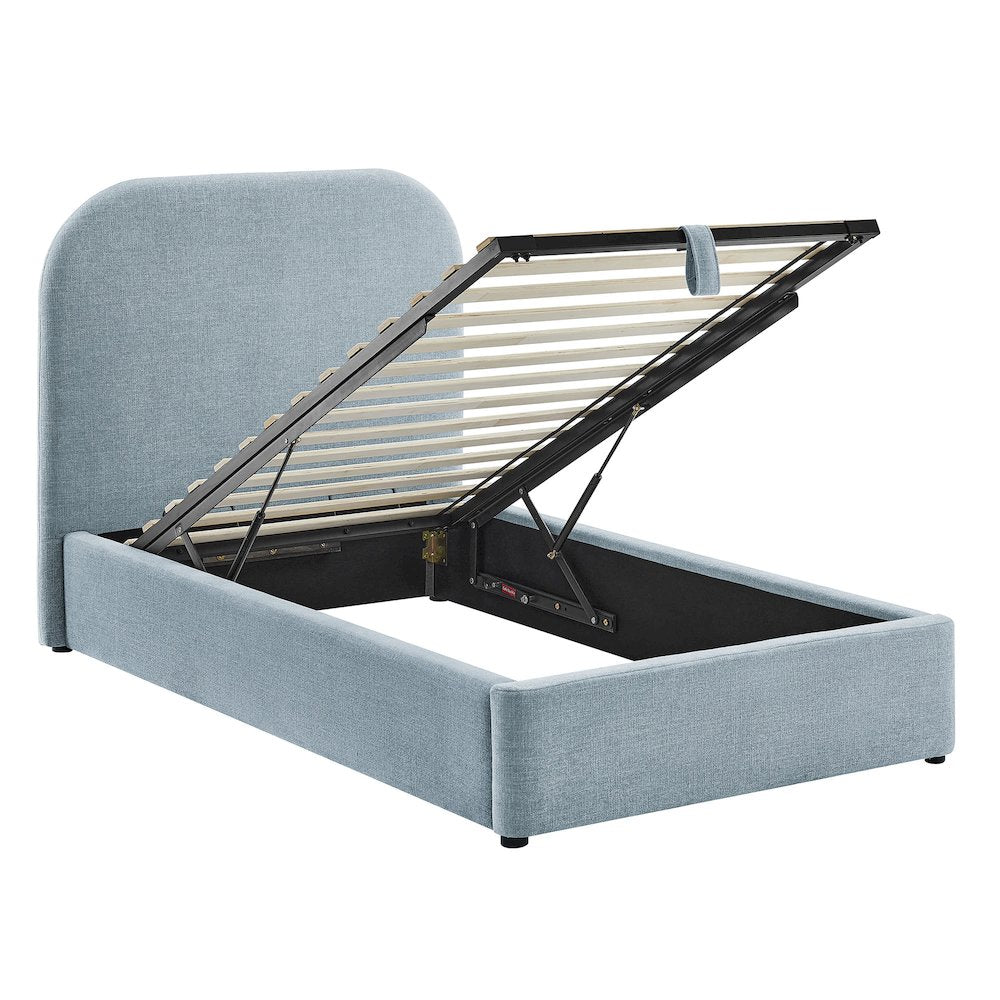 Keynote Twin Fabric Upholstered Storage Platform Bed Frame - Sky
