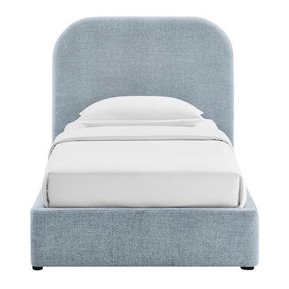 Keynote Twin Fabric Upholstered Storage Platform Bed Frame - Sky