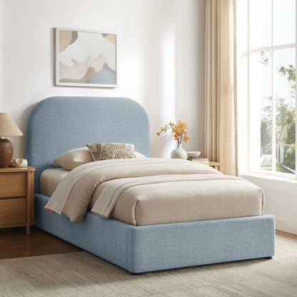 Keynote Twin Fabric Upholstered Storage Platform Bed Frame - Sky