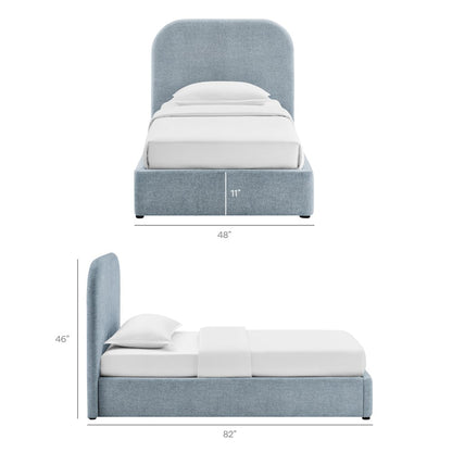 Keynote Twin Fabric Upholstered Storage Platform Bed Frame - Sky