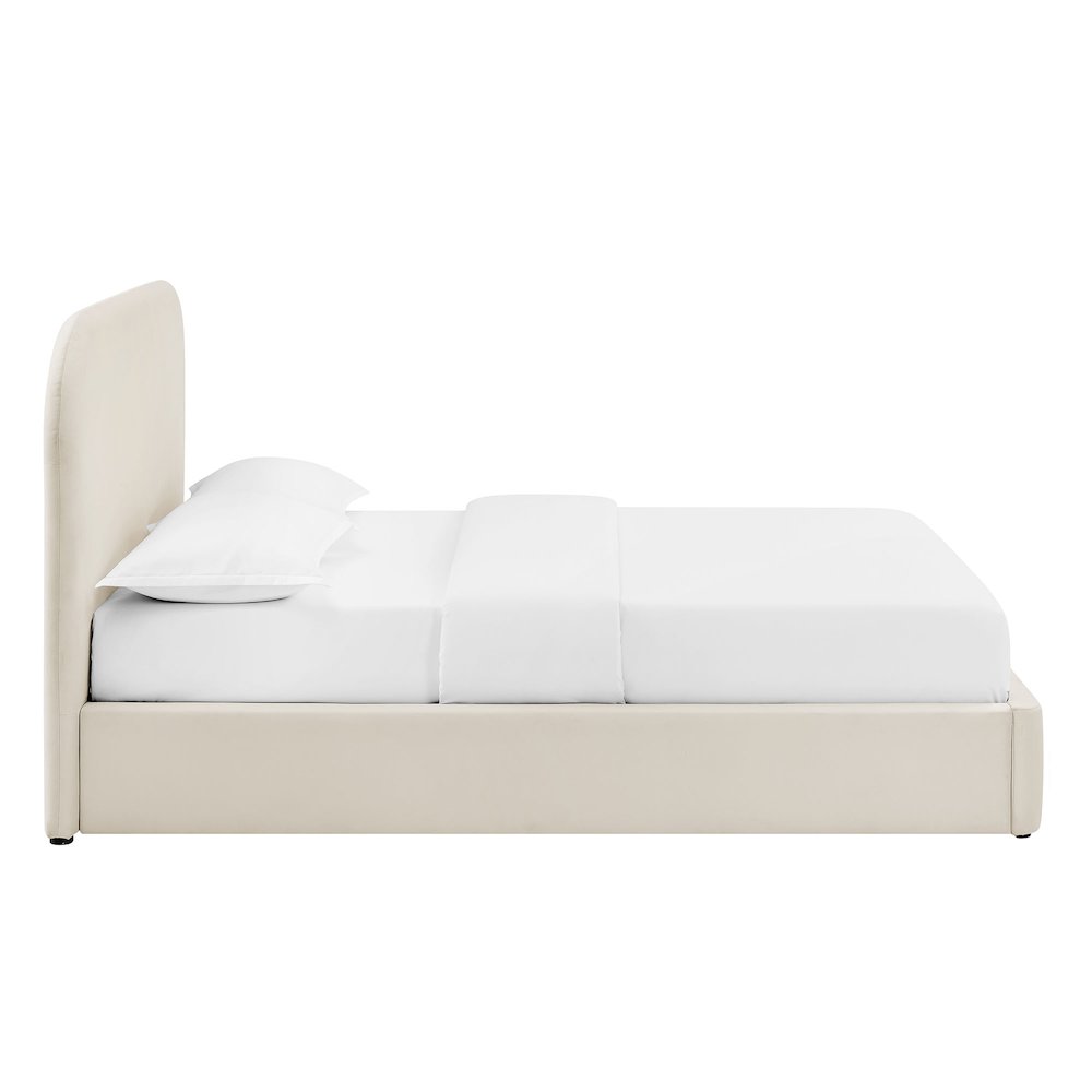 Keynote Full Performance Velvet Storage Platform Bed Frame - Alabaster