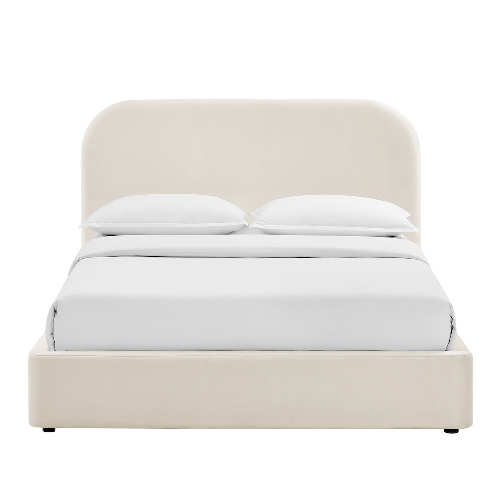 Keynote Full Performance Velvet Storage Platform Bed Frame - Alabaster