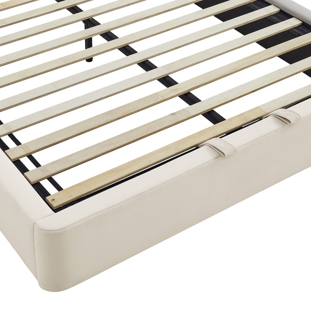 Keynote Full Performance Velvet Storage Platform Bed Frame - Alabaster