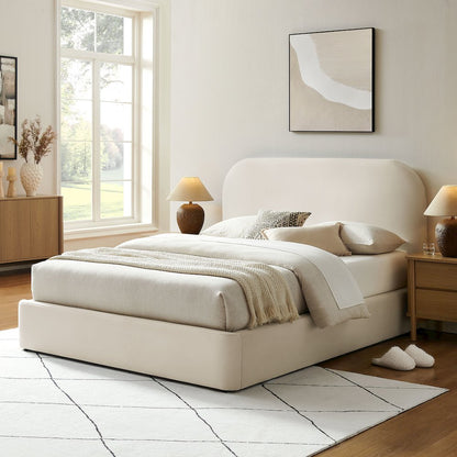 Keynote Full Performance Velvet Storage Platform Bed Frame - Alabaster