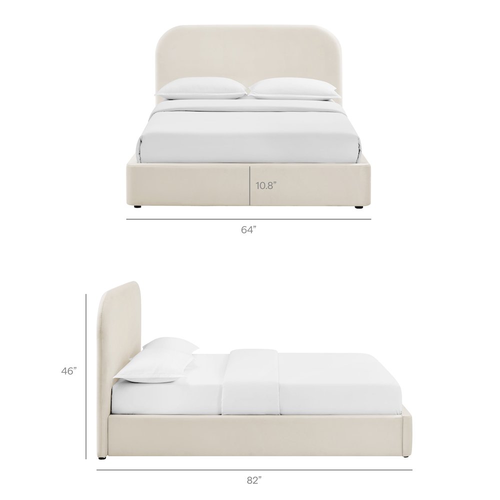 Keynote Full Performance Velvet Storage Platform Bed Frame - Alabaster