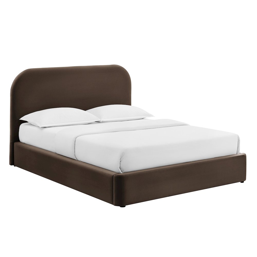 Keynote Full Performance Velvet Storage Platform Bed Frame - Chocolate Brown