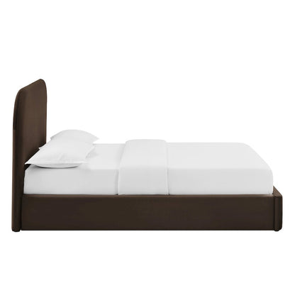 Keynote Full Performance Velvet Storage Platform Bed Frame - Chocolate Brown