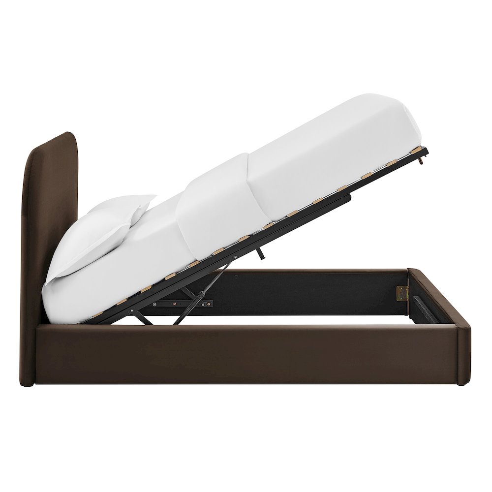 Keynote Full Performance Velvet Storage Platform Bed Frame - Chocolate Brown