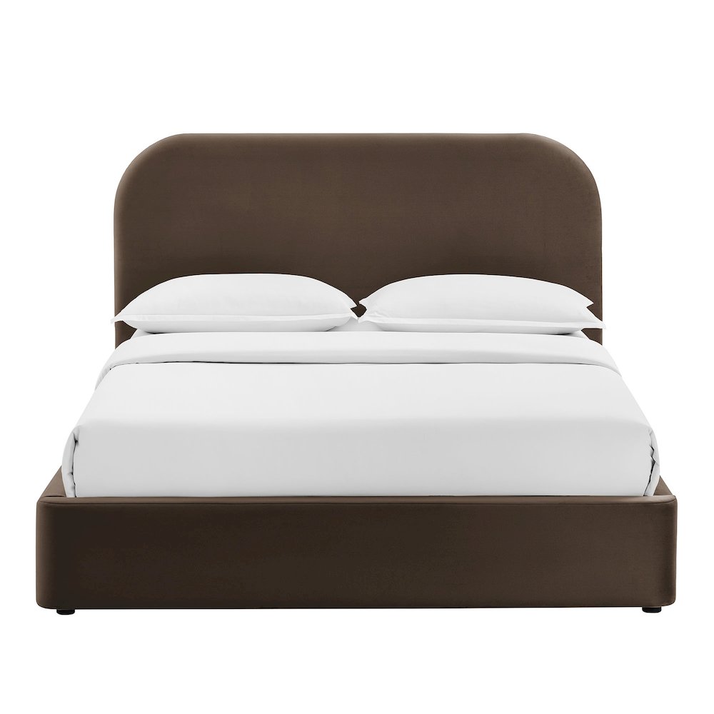 Keynote Full Performance Velvet Storage Platform Bed Frame - Chocolate Brown