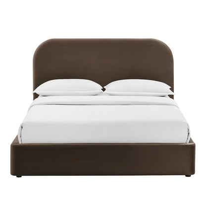 Keynote Full Performance Velvet Storage Platform Bed Frame - Chocolate Brown