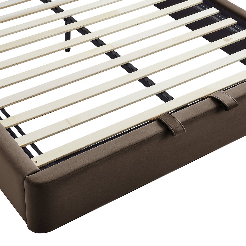 Keynote Full Performance Velvet Storage Platform Bed Frame - Chocolate Brown