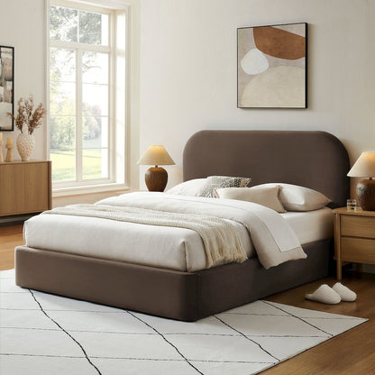 Keynote Full Performance Velvet Storage Platform Bed Frame - Chocolate Brown