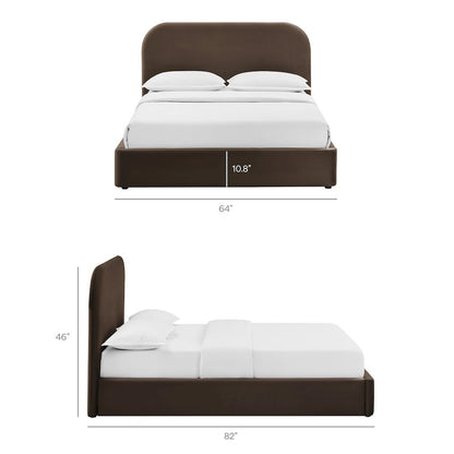 Keynote Full Performance Velvet Storage Platform Bed Frame - Chocolate Brown