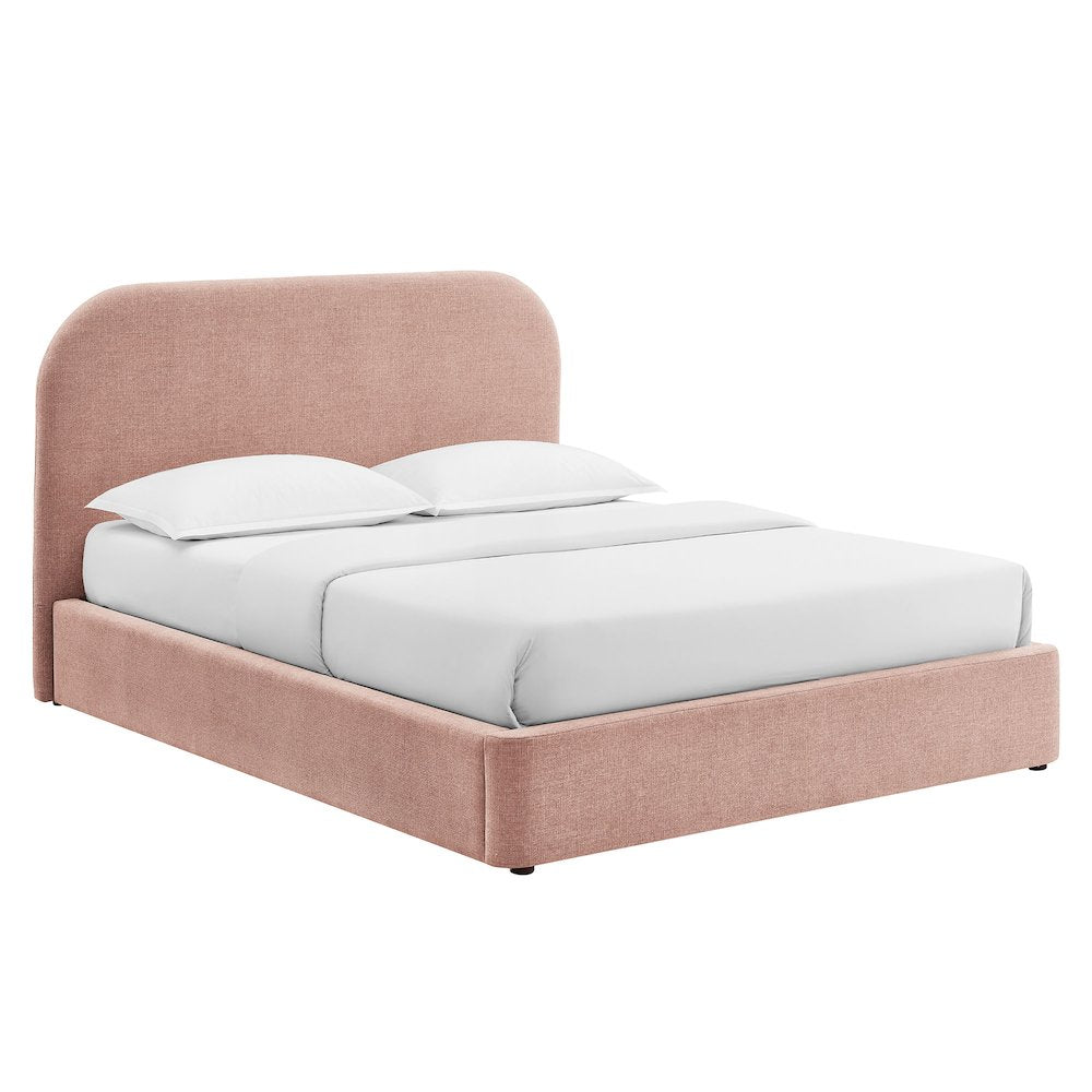 Keynote Queen Fabric Upholstered Storage Platform Bed Frame - Blush