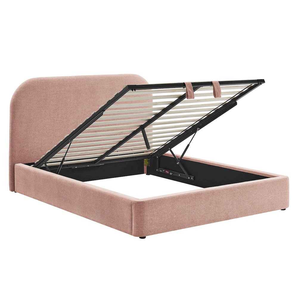 Keynote Queen Fabric Upholstered Storage Platform Bed Frame - Blush