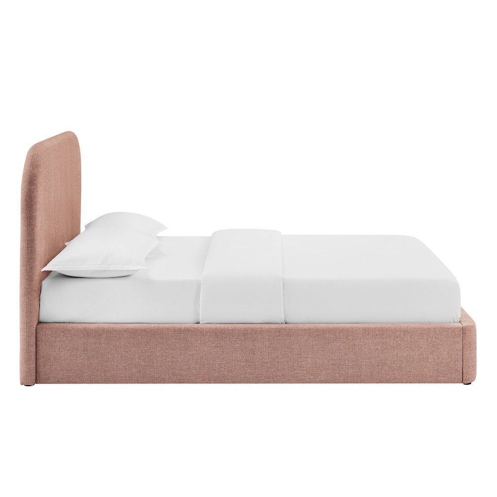 Keynote Queen Fabric Upholstered Storage Platform Bed Frame - Blush