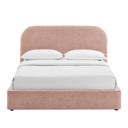 Keynote Queen Fabric Upholstered Storage Platform Bed Frame - Blush