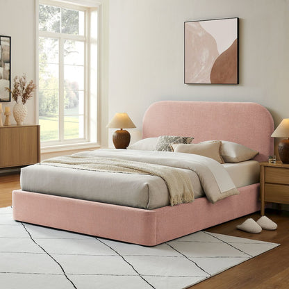 Keynote Queen Fabric Upholstered Storage Platform Bed Frame - Blush
