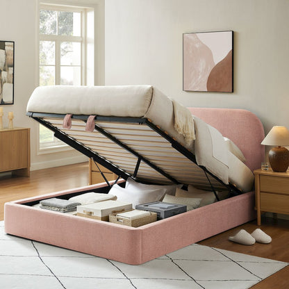 Keynote Queen Fabric Upholstered Storage Platform Bed Frame - Blush