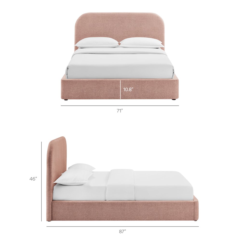 Keynote Queen Fabric Upholstered Storage Platform Bed Frame - Blush