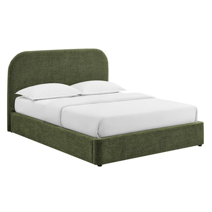 Keynote Queen Fabric Upholstered Storage Platform Bed Frame - Foliage