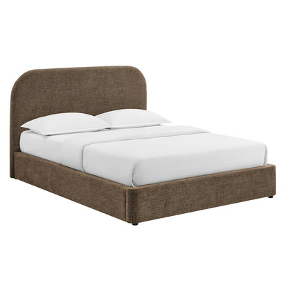 Keynote Queen Fabric Upholstered Storage Platform Bed Frame - Mocha