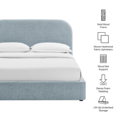 Keynote Queen Fabric Upholstered Storage Platform Bed Frame - Sky