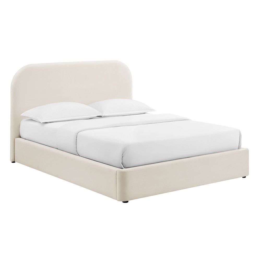 Keynote King Performance Velvet Storage Platform Bed Frame - Alabaster