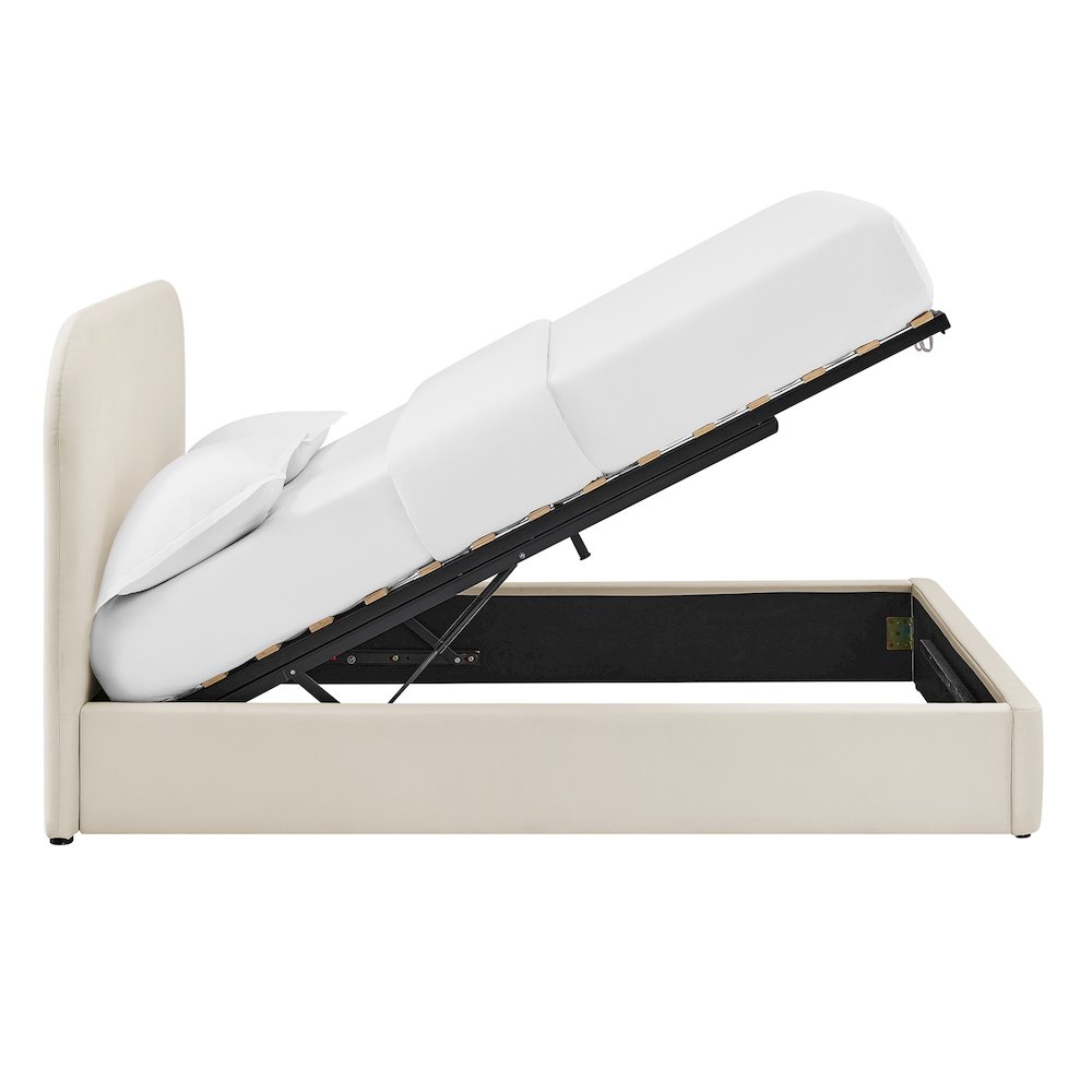 Keynote King Performance Velvet Storage Platform Bed Frame - Alabaster