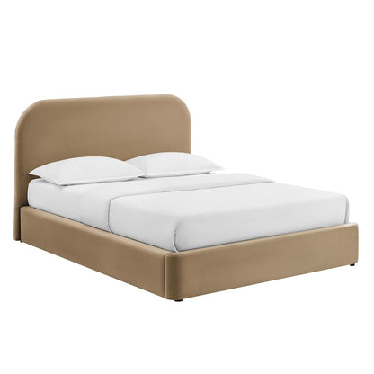 Keynote King Performance Velvet Storage Platform Bed Frame - Taupe
