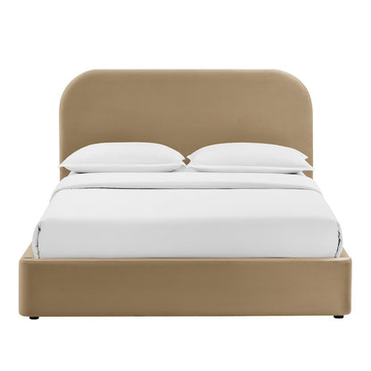 Keynote King Performance Velvet Storage Platform Bed Frame - Taupe