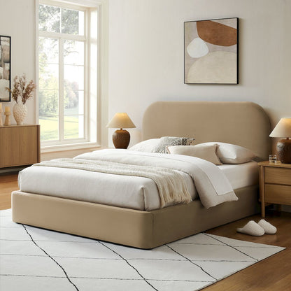 Keynote King Performance Velvet Storage Platform Bed Frame - Taupe