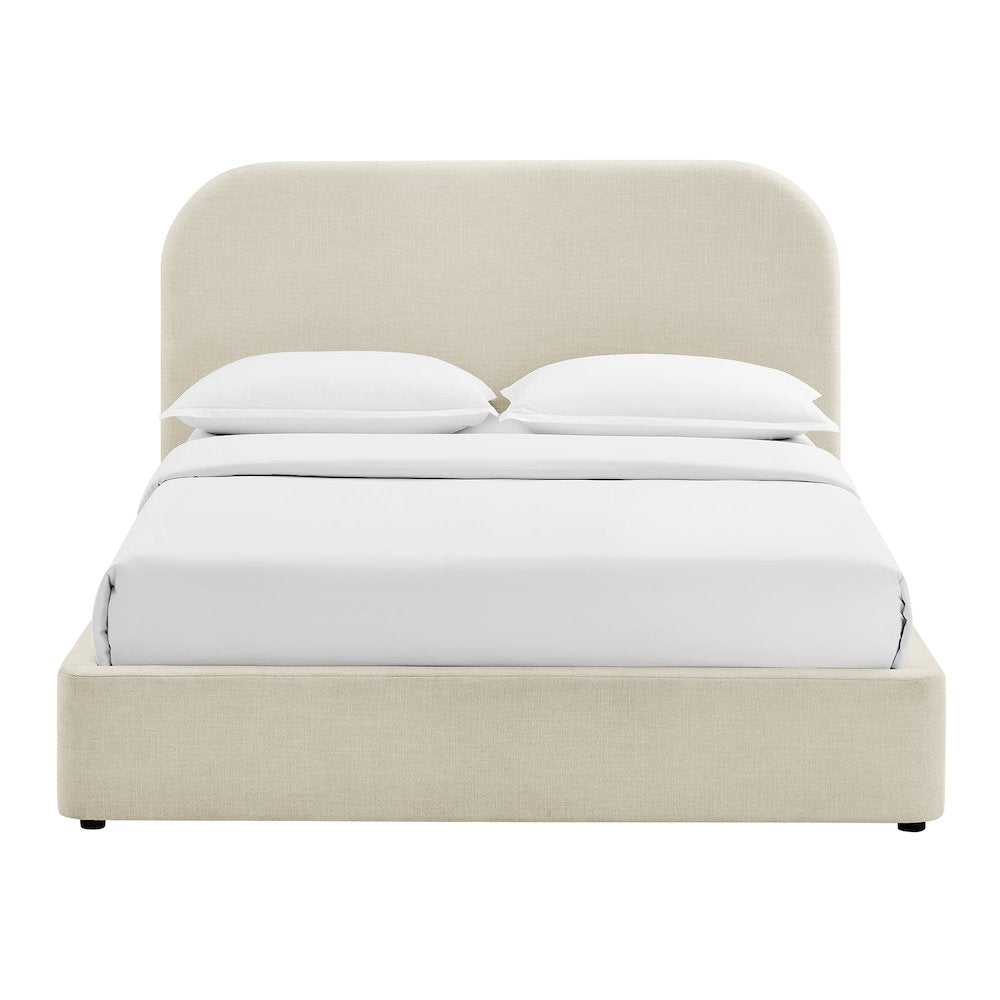 Keynote King Fabric Upholstered Storage Platform Bed Frame - Ecru