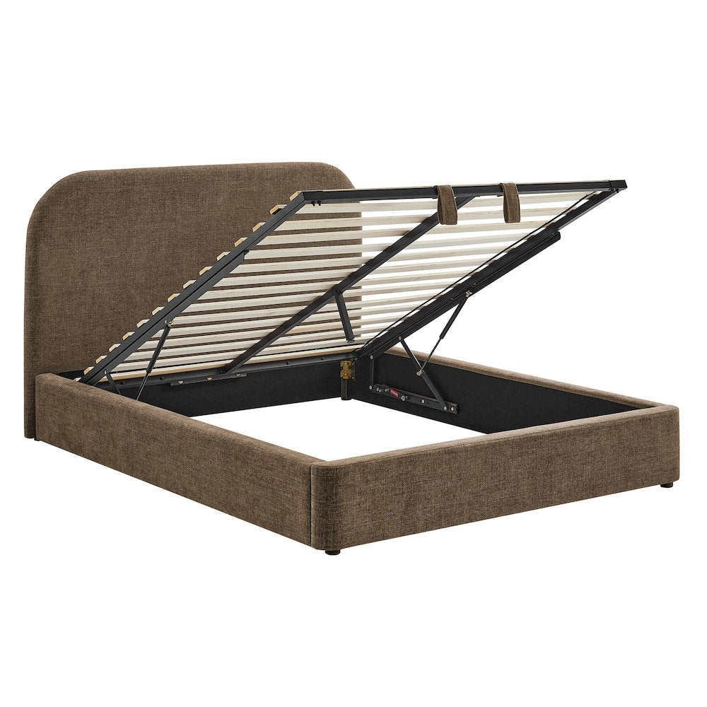 Keynote King Fabric Upholstered Storage Platform Bed Frame - Mocha