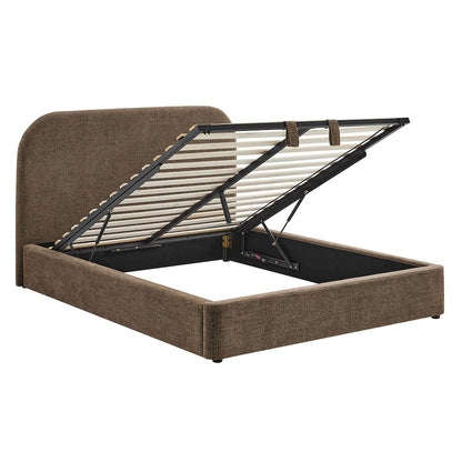 Keynote King Fabric Upholstered Storage Platform Bed Frame - Mocha