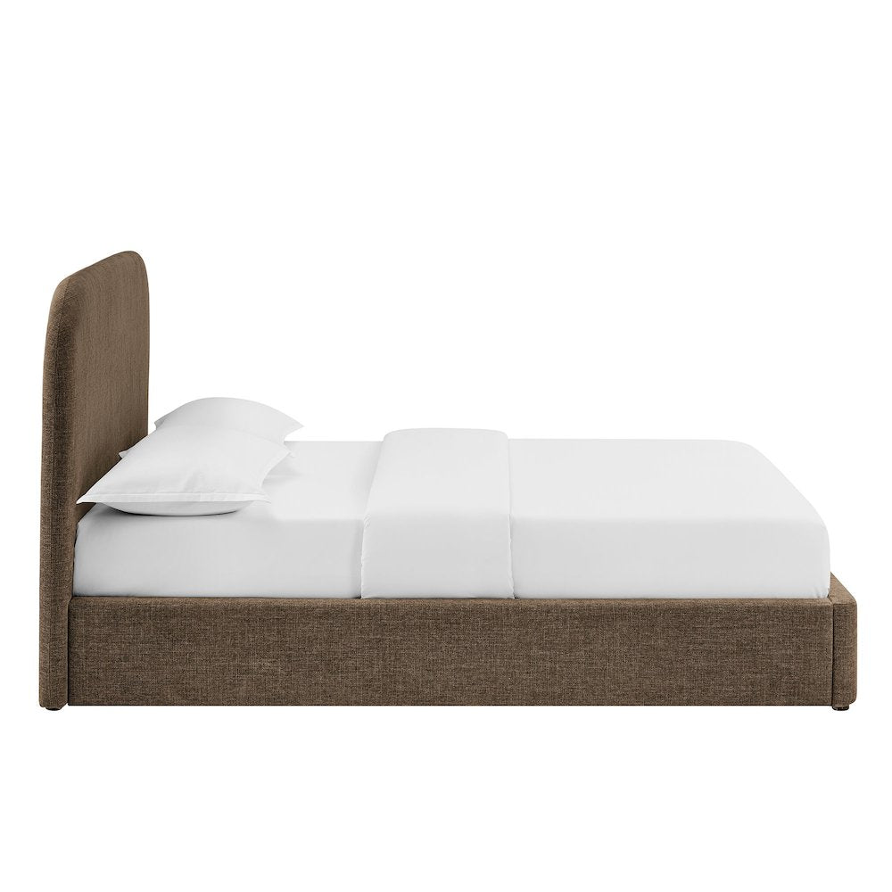 Keynote King Fabric Upholstered Storage Platform Bed Frame - Mocha