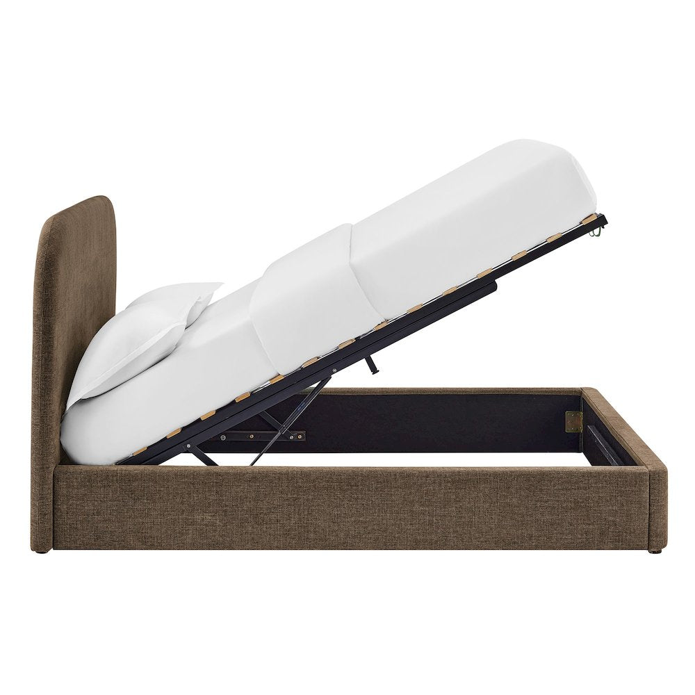 Keynote King Fabric Upholstered Storage Platform Bed Frame - Mocha
