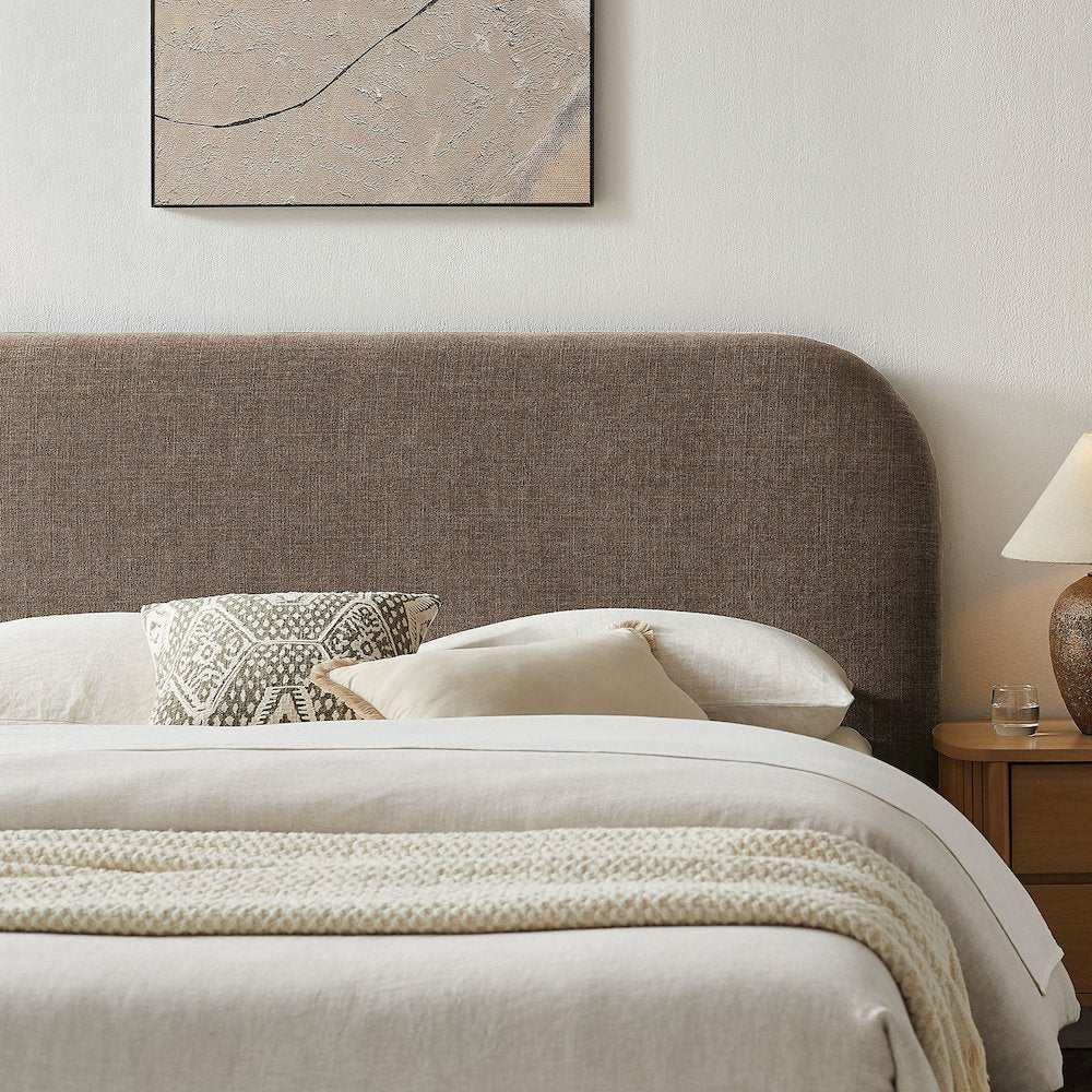 Keynote King Fabric Upholstered Storage Platform Bed Frame - Mocha