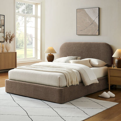Keynote King Fabric Upholstered Storage Platform Bed Frame - Mocha