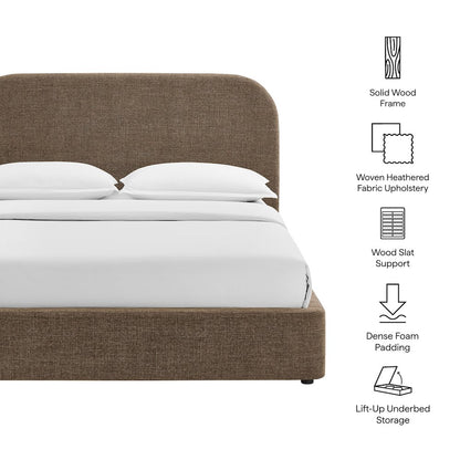 Keynote King Fabric Upholstered Storage Platform Bed Frame - Mocha