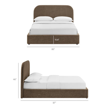 Keynote King Fabric Upholstered Storage Platform Bed Frame - Mocha