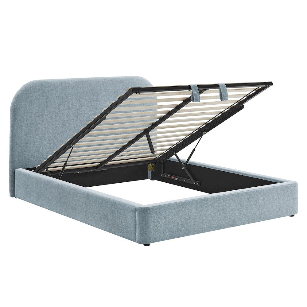 Keynote King Fabric Upholstered Storage Platform Bed Frame - Sky