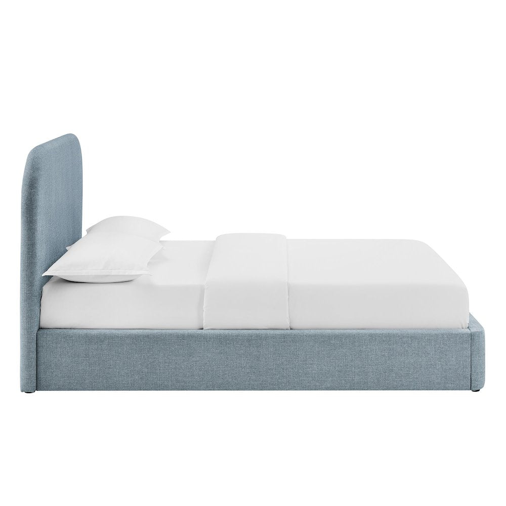 Keynote King Fabric Upholstered Storage Platform Bed Frame - Sky