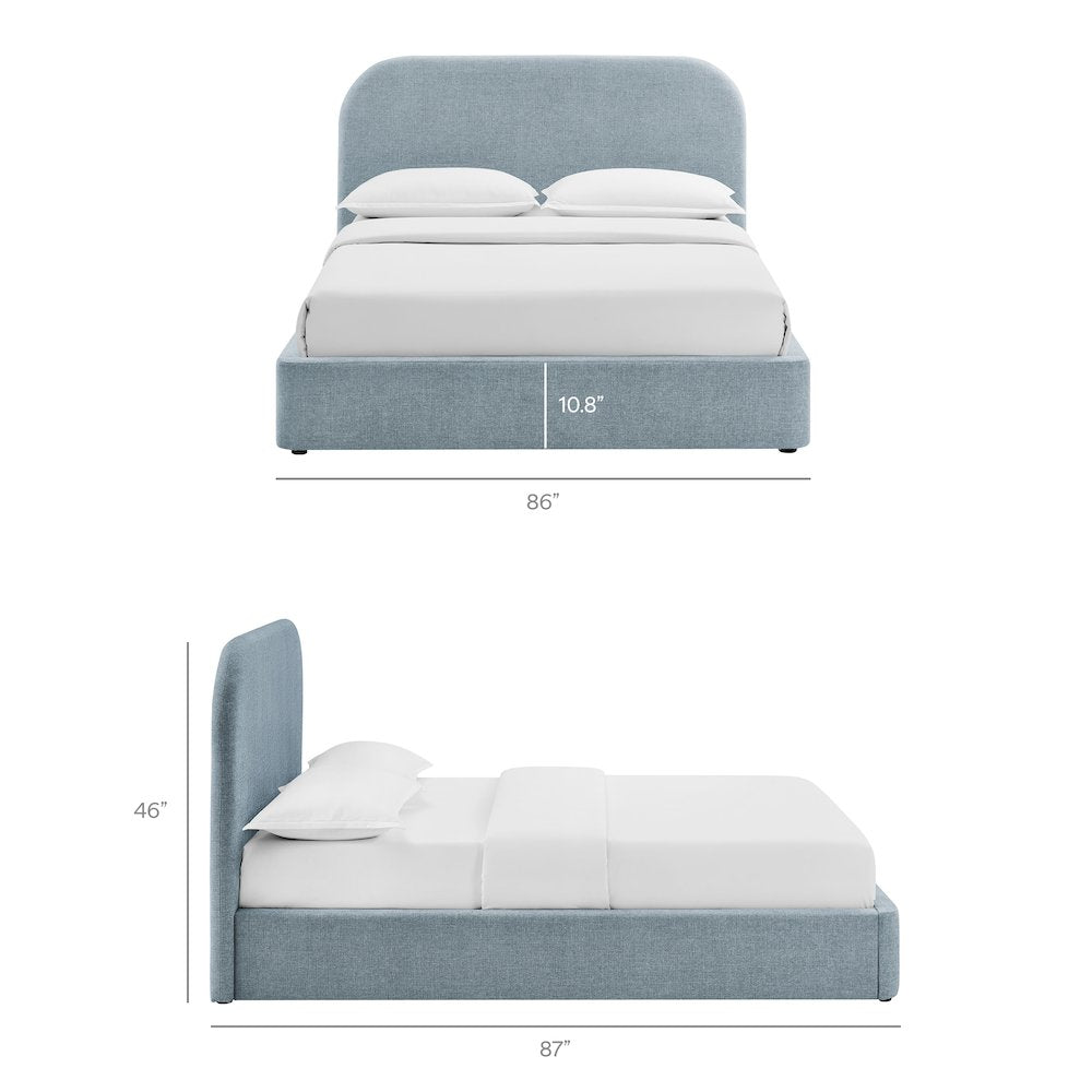 Keynote King Fabric Upholstered Storage Platform Bed Frame - Sky