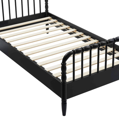 Arlette Twin Size Wood Spindle Bed Frame - Black