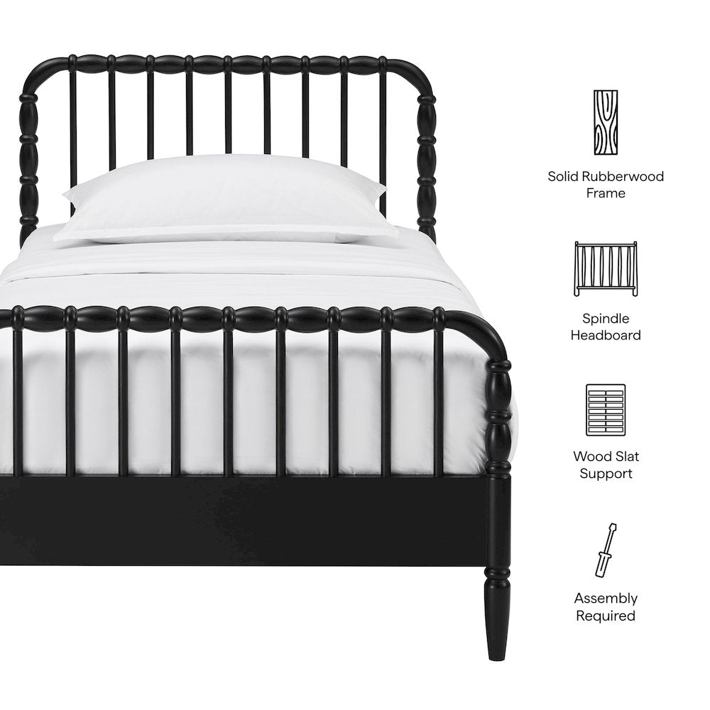 Arlette Twin Size Wood Spindle Bed Frame - Black