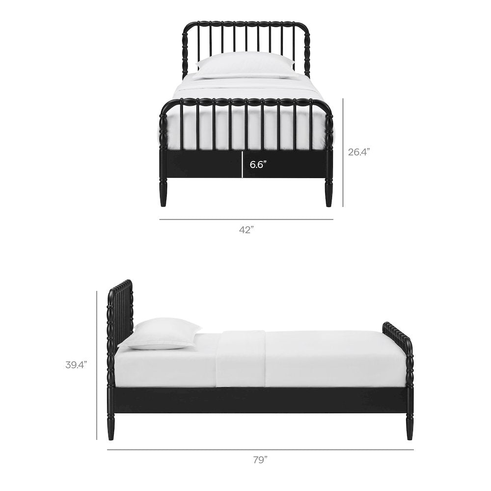 Arlette Twin Size Wood Spindle Bed Frame - Black